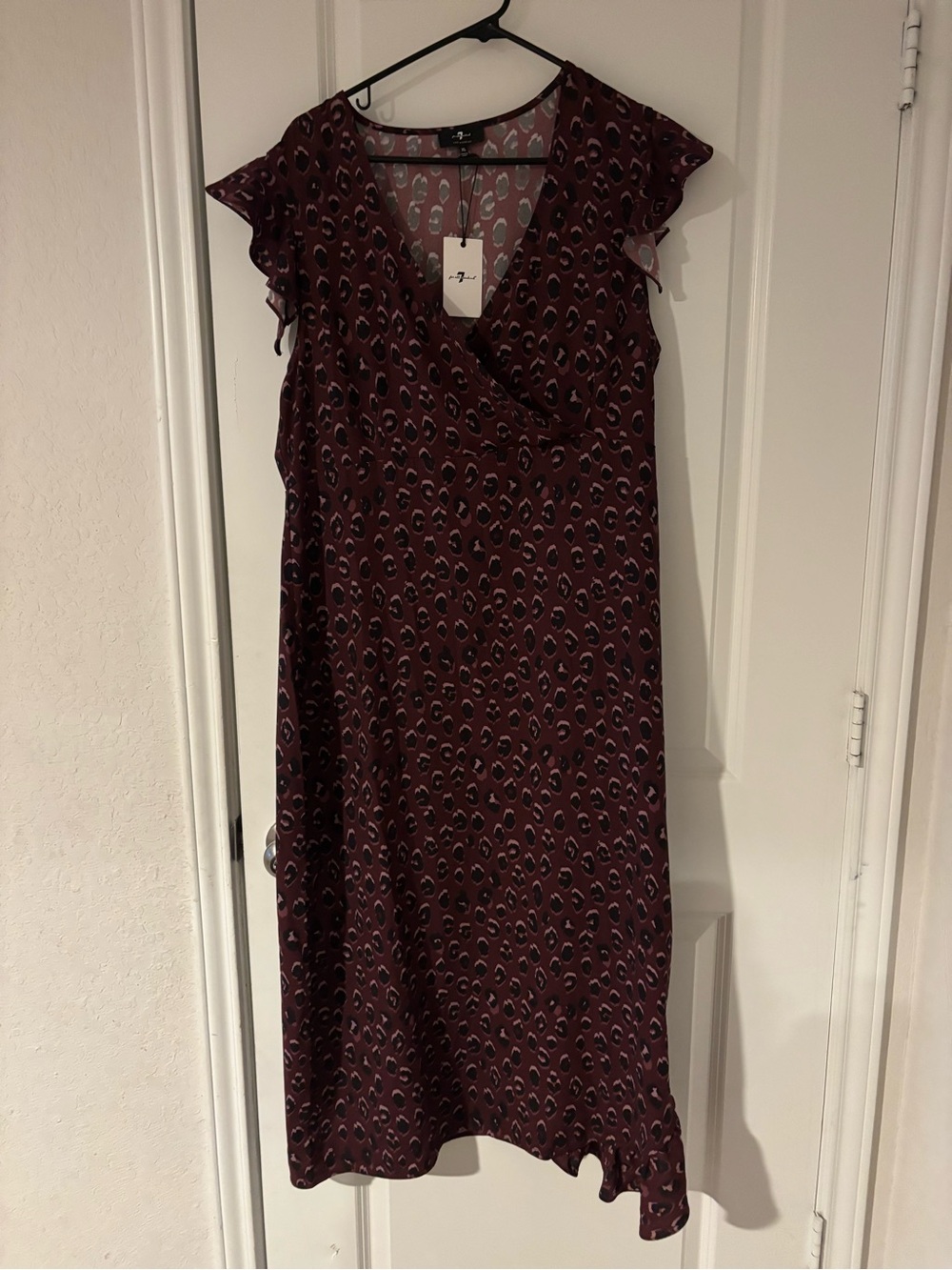 Women's Burgundy Printed Wrap Dress 7 for all man kind